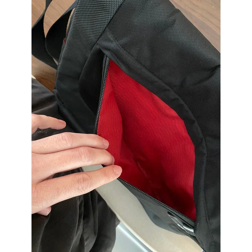 Tumi Tech Messenger Bag Black Red Lining Ballistic Nylon Laptop Crossbody 5114D